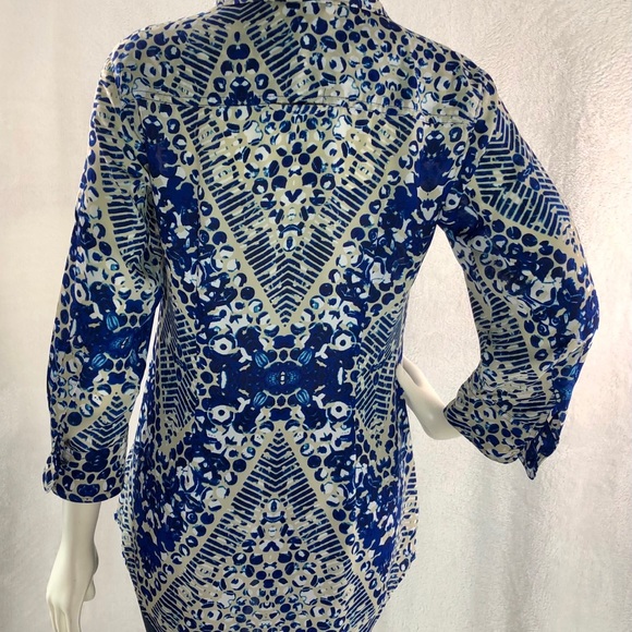 CABI WOMENS MULTICOLORED BUTTON FRONT BLOUSE S - Picture 8 of 12